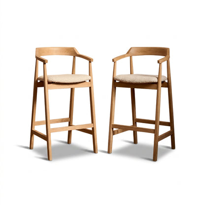 Carter Boucle Bar Stool - Whitewash Oak Legs - Laura James 