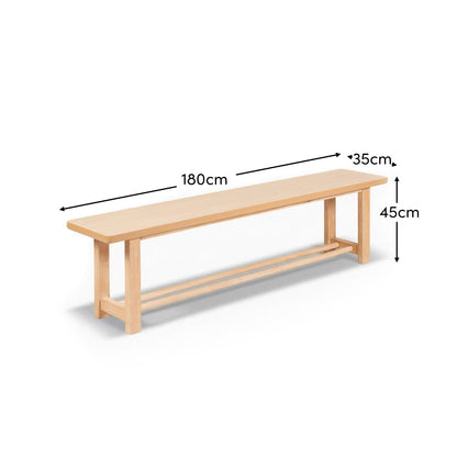 Carter 2 Seater Dining Bench - Whitewash Oak - Laura James 