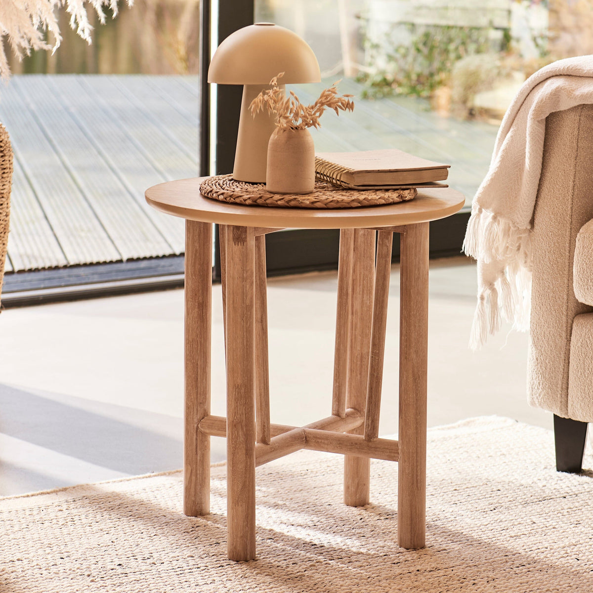 Carter Round Side Table - Whitewash Oak - Laura James