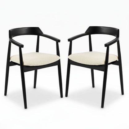 Carter Boucle Dining Armchairs - Set of 2 - Black Oak Legs - Laura James 