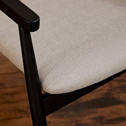 Carter Fawn Linen Dining Armchairs - Set of 2 - Black Oak Legs - Laura James 