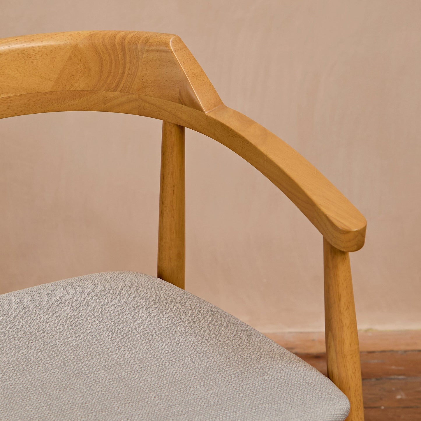 Carter Fawn Linen Dining Armchairs - Set of 2 - Pale Oak Legs - Laura James 