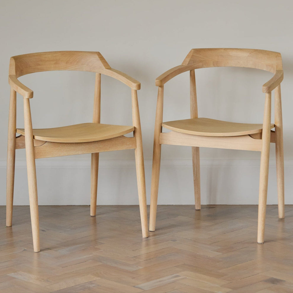 Raleigh Whitewash Dining Table Set - 6 Seater - Carter Whitewash Oak D ...