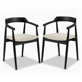 Carter Fawn Linen Dining Armchairs - Set of 2 - Black Oak Legs - Laura James 