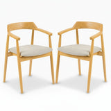 Carter Fawn Linen Dining Armchairs - Set of 2 - Pale Oak Legs - Laura James 