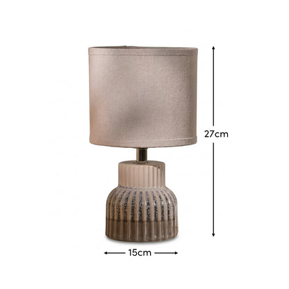 Coates 27cm Ceramic Table Lamp - Blue Reactive Glaze with Cream Linen Shade - Laura James
