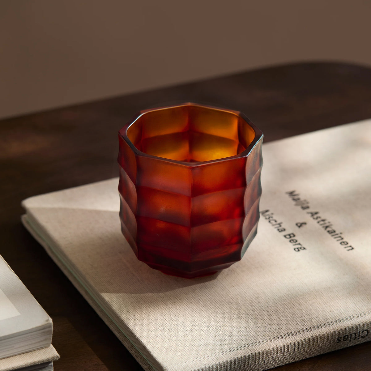 Cervo 9cm Glass Tea Light - Russet Red