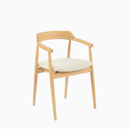Carter Boucle Dining Armchairs - Set of 2 - Whitewash Oak Legs - Laura James 