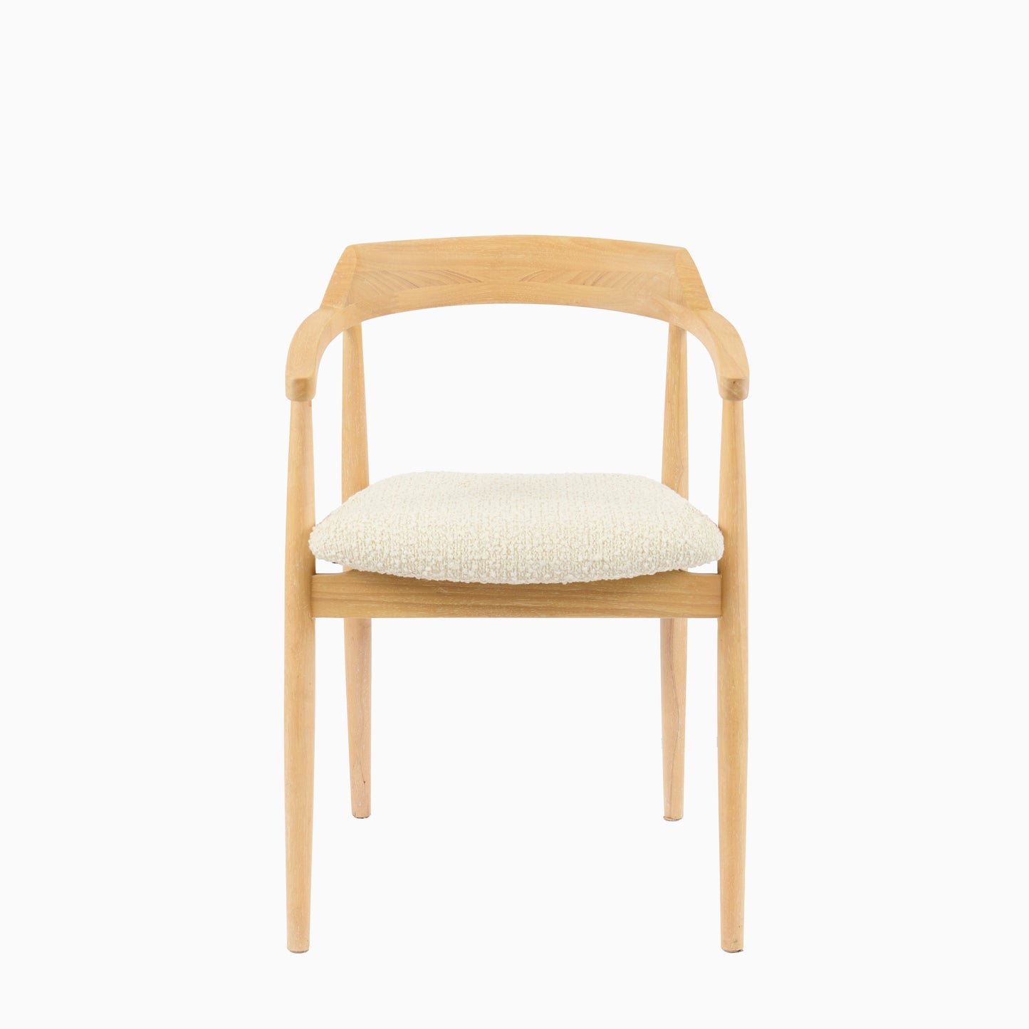 Carter Boucle Dining Armchairs - Set of 2 - Whitewash Oak Legs - Laura James 