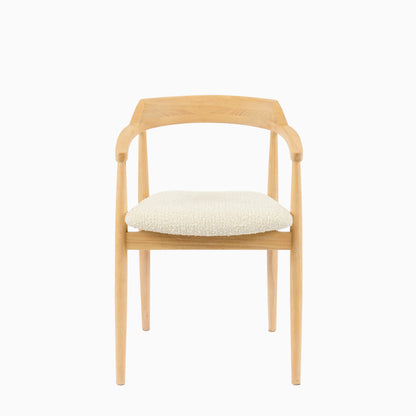 Carter Boucle Dining Armchairs - Set of 2 - Whitewash Oak Legs - Laura James 
