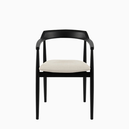 Carter Boucle Dining Armchairs - Set of 2 - Black Oak Legs - Laura James 