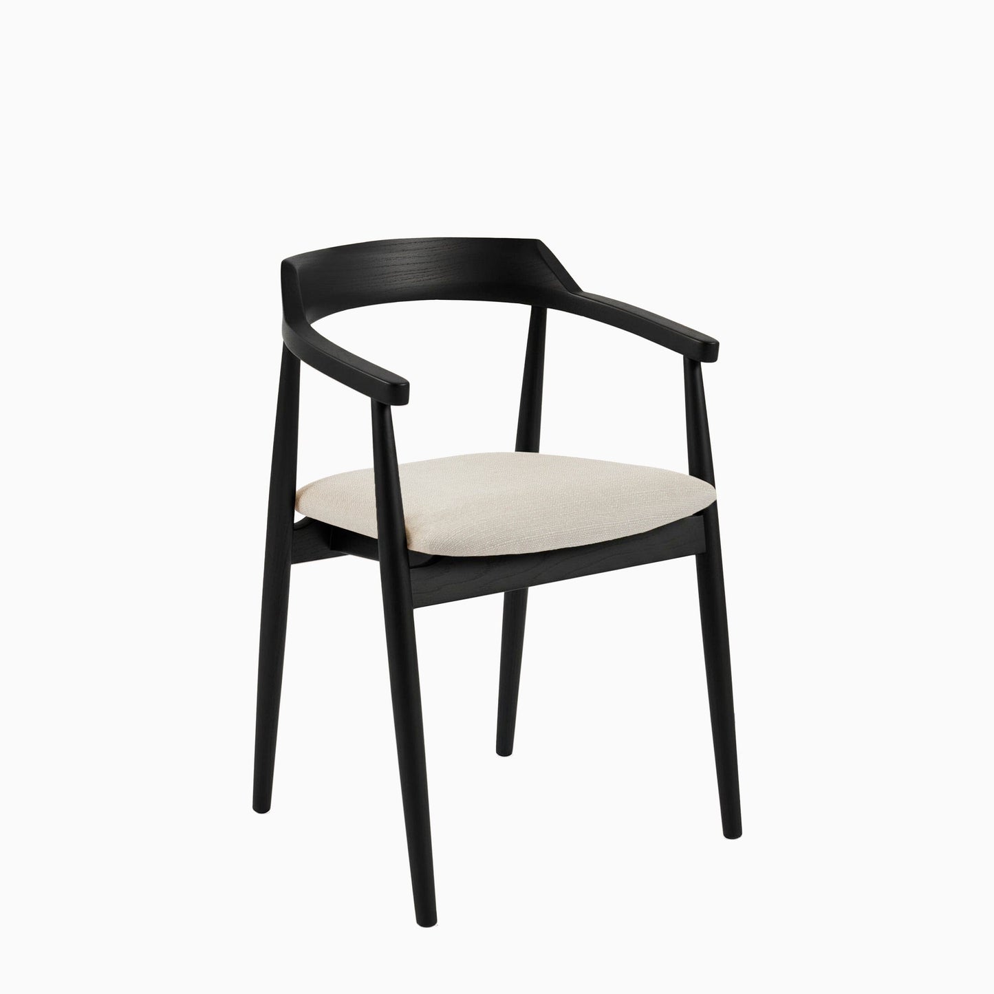 Carter Fawn Linen Dining Armchairs - Set of 2 - Black Oak Legs - Laura James 