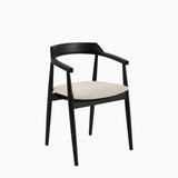 Carter Fawn Linen Dining Armchairs - Set of 2 - Black Oak Legs - Laura James 