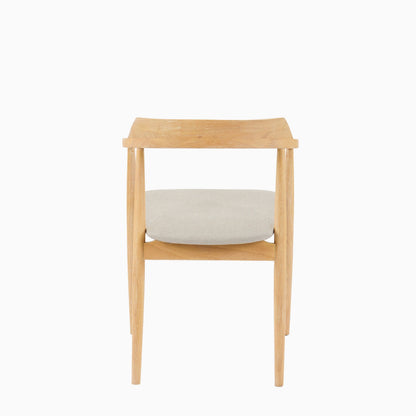 Carter Fawn Linen Dining Armchairs - Set of 2 - Whitewash Oak Legs - Laura James 