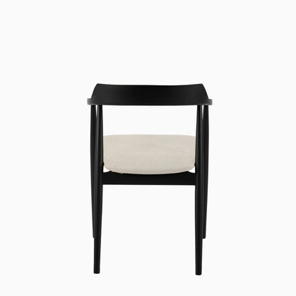 Carter Fawn Linen Dining Armchairs - Set of 2 - Black Oak Legs - Laura James 