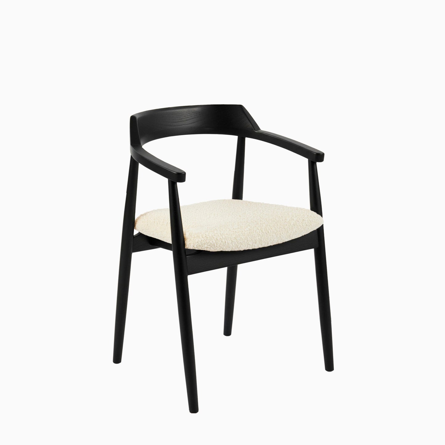 Carter Boucle Dining Armchairs - Set of 2 - Black Oak Legs - Laura James 