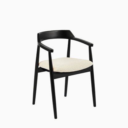 Carter Boucle Dining Armchairs - Set of 2 - Black Oak Legs - Laura James 