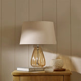 Alma 23cm Champagne Glass Table Lamp & Coningsby Taupe Cotton Lampshade - 30cm - Laura James 