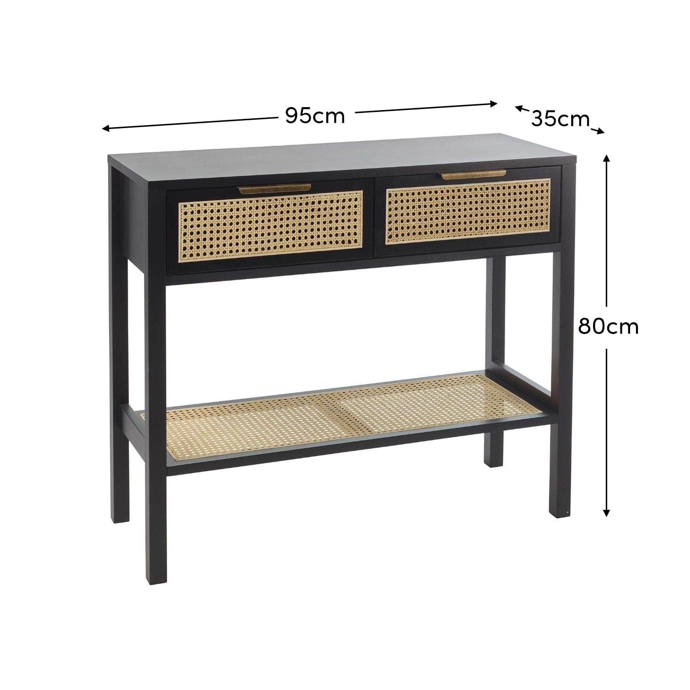 Charlie console table - cane front - black - Laura James