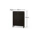 Charlie 2 Door 1 Draw Shoe Cabinet - Noir Black - Laura James
