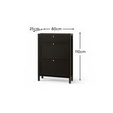 Charlie 2 Door 1 Draw Shoe Cabinet - Noir Black - Laura James 