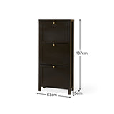 Charlie 3 Door Shoe Cabinet - Noir Black- Laura James