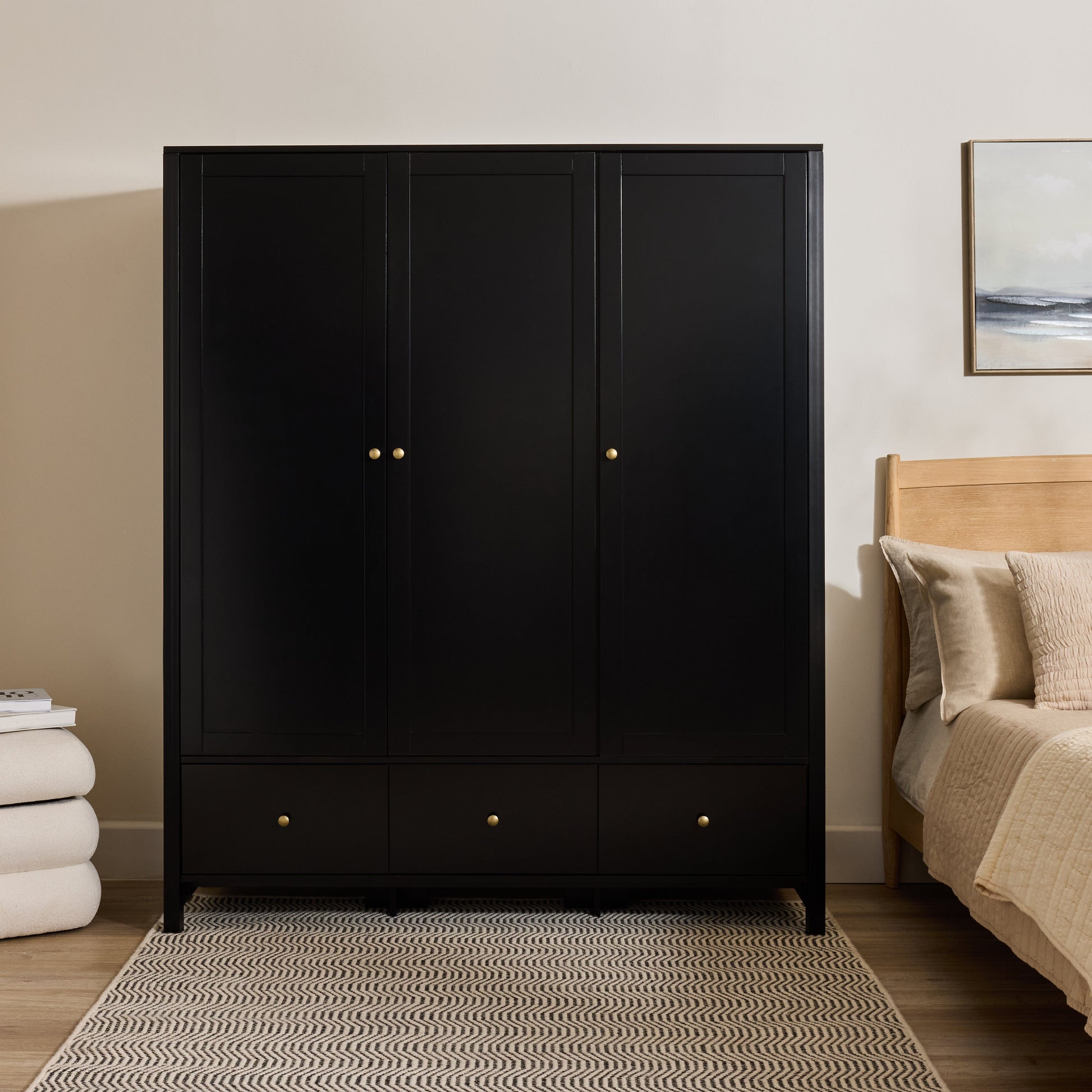 Charlie 3 Door Wardrobe - Black - Laura James