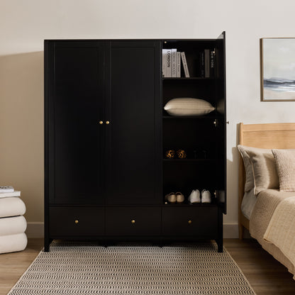 Charlie 3 Door Wardrobe - Black - Laura James