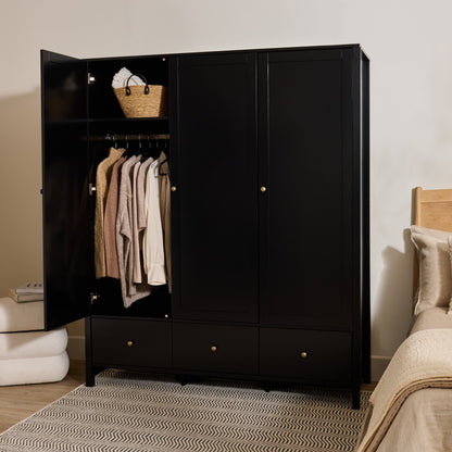 Charlie 3 Door Wardrobe - Black - Laura James