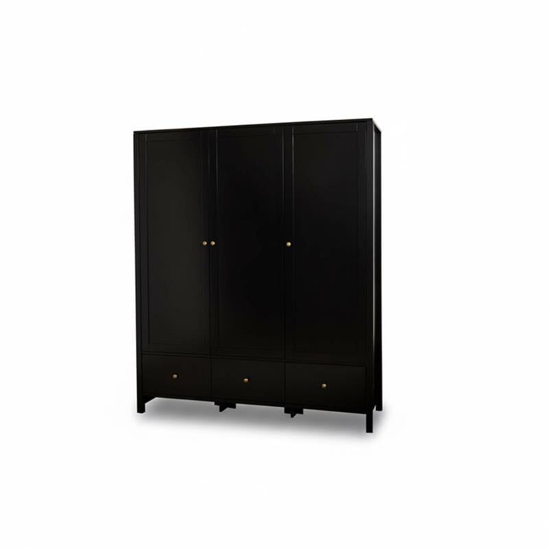Charlie 3 Door Wardrobe - Black - Laura James