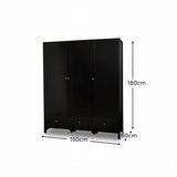 Charlie 3 Door Wardrobe - Black - Laura James