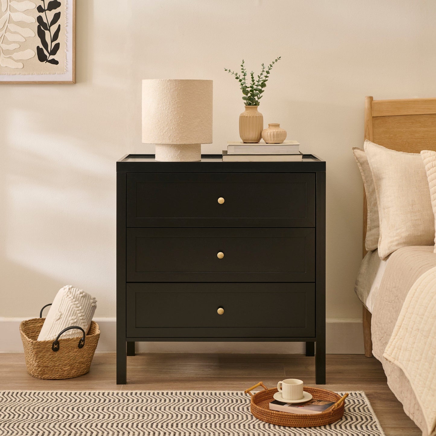 Charlie 3 Drawer Chest of Drawer - Noir Black - Laura James 