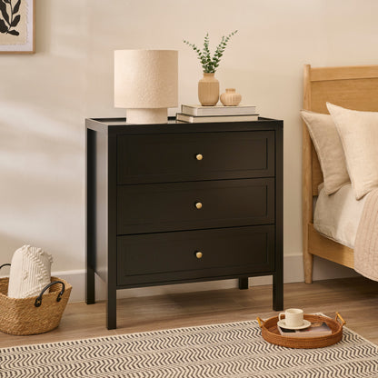 Charlie 3 Drawer Chest of Drawer - Noir Black - Laura James 
