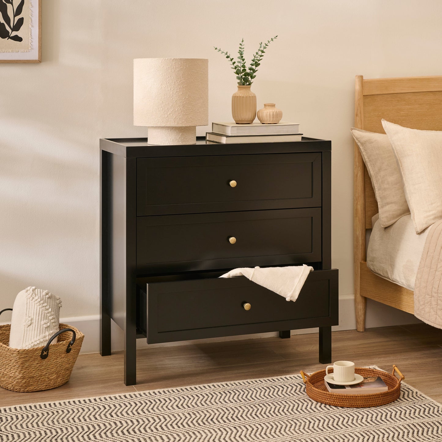 Charlie 3 Drawer Chest of Drawer - Noir Black - Laura James 