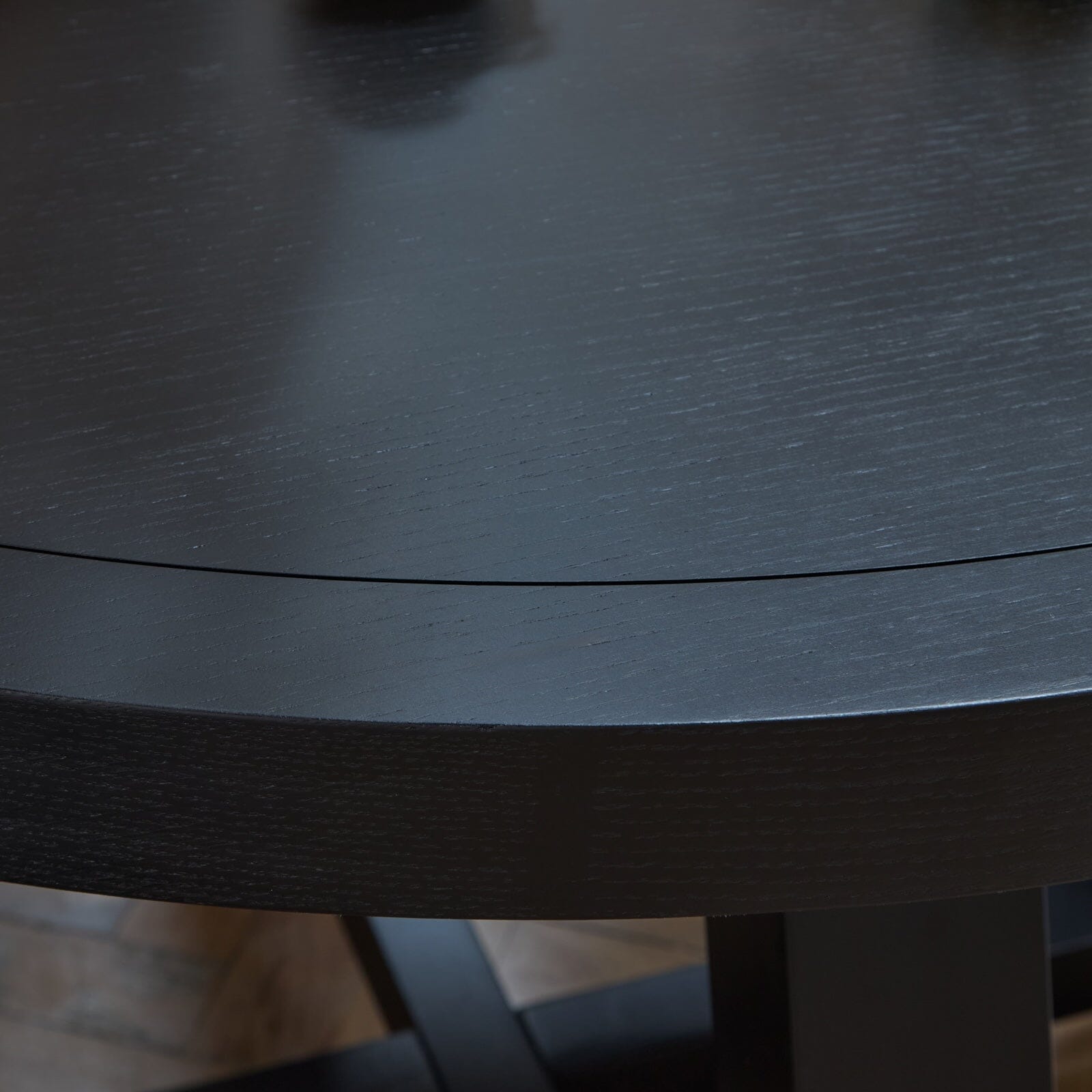 Charlotte Black Oak Round Dining Table Set - 4 Seater - Carter Black Oak Dining Armchairs - Laura James