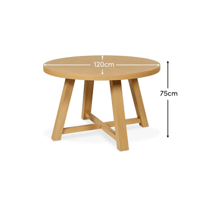 Charlotte Pale Oak Round Dining Table - Laura James