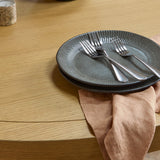 Charlotte Pale Oak Round Dining Table Set - 4 Seater - Ella Pale Oak Carver Chair - Fawn Linen - Laura James