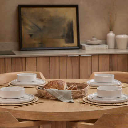 Charlotte Whitewash Round Dining Table Set - 4 Seater - Carter Dining Armchairs - Whitewash Oak Legs - Laura James