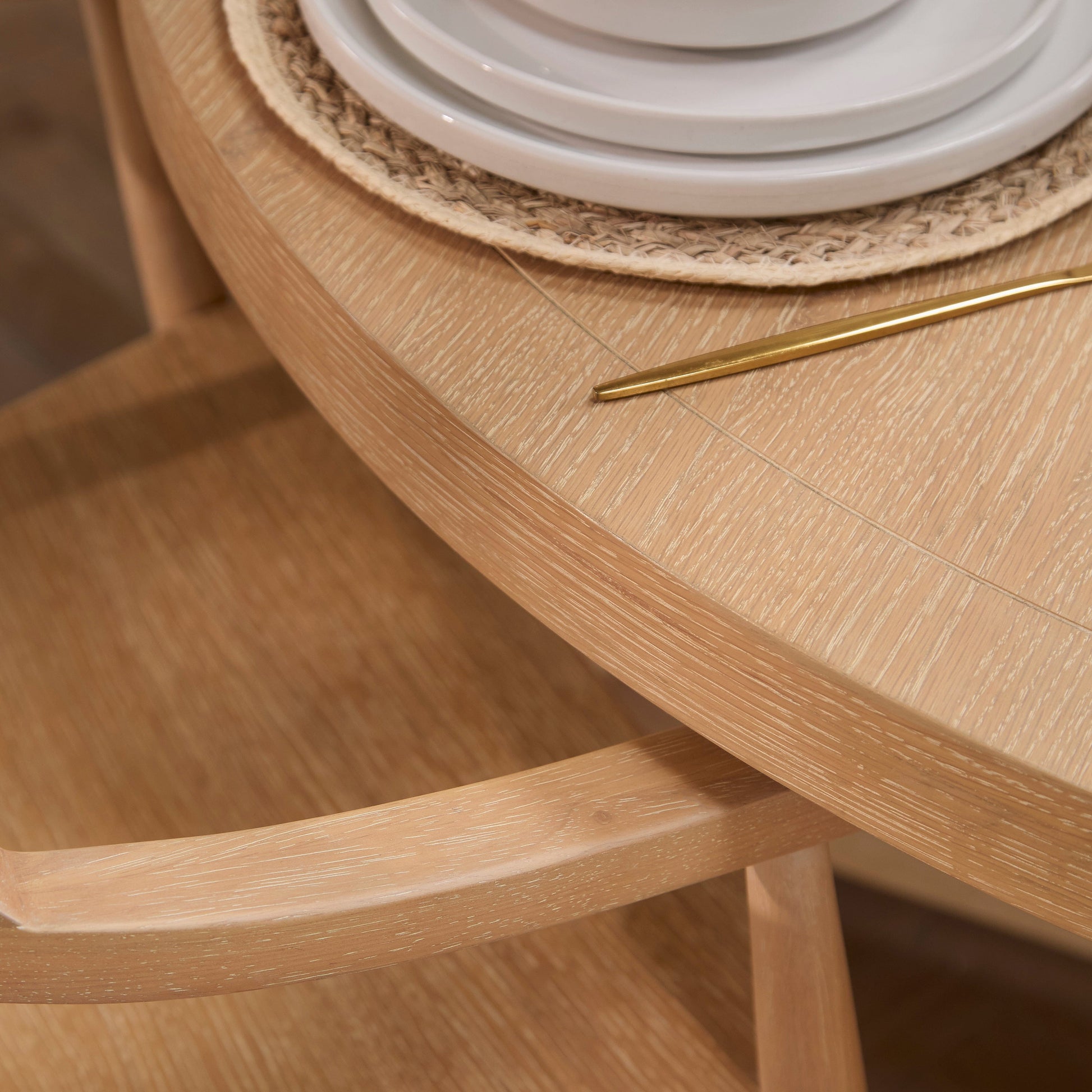 Charlotte Whitewash Round Dining Table Set - 4 Seater - Carter Dining Armchairs - Whitewash Oak Legs - Laura James