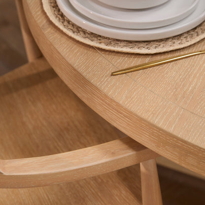 Charlotte Whitewash Round Dining Table Set - 4 Seater - Carter Dining Armchairs - Whitewash Oak Legs - Laura James