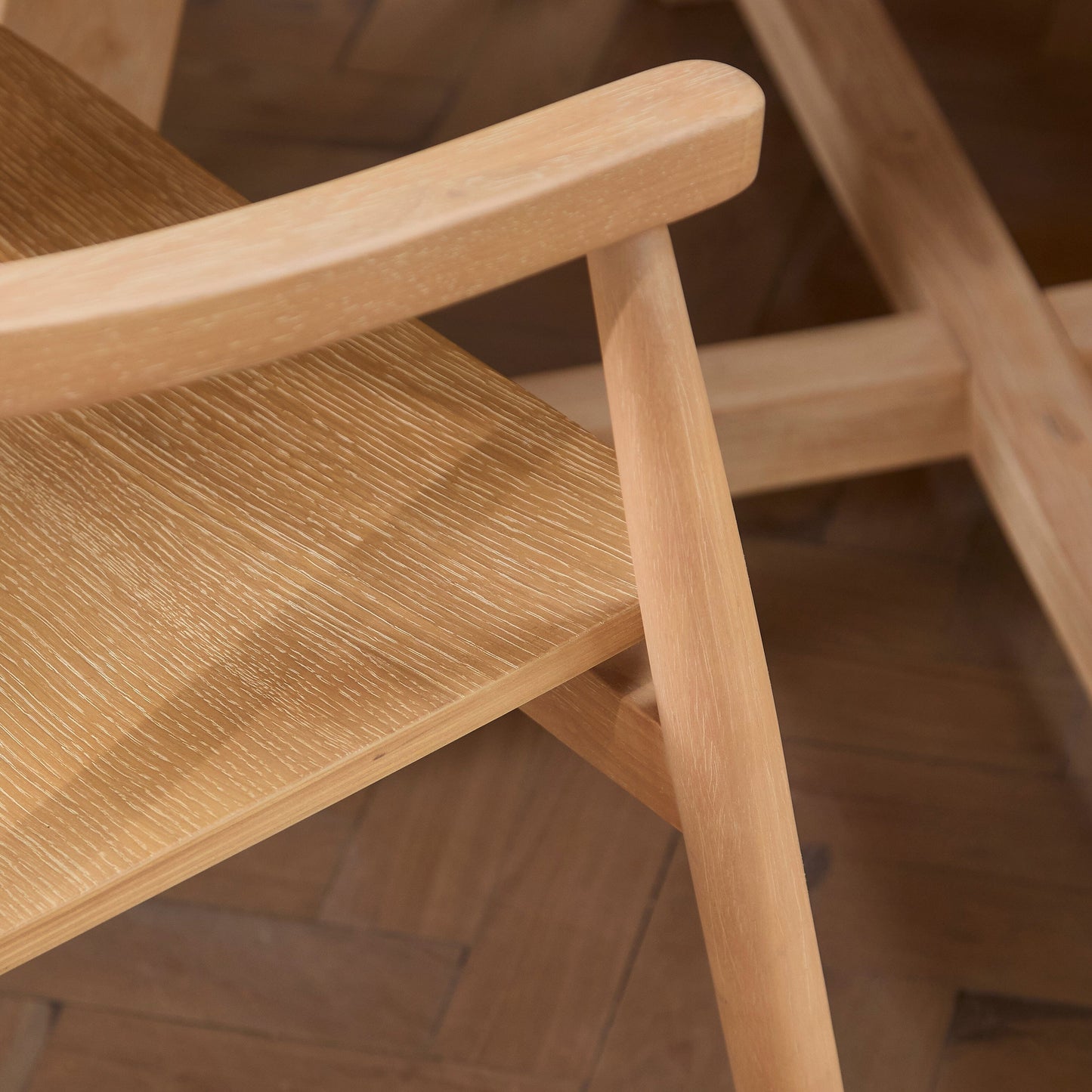 Charlotte Whitewash Round Dining Table Set - 4 Seater - Carter Dining Armchairs - Whitewash Oak Legs - Laura James