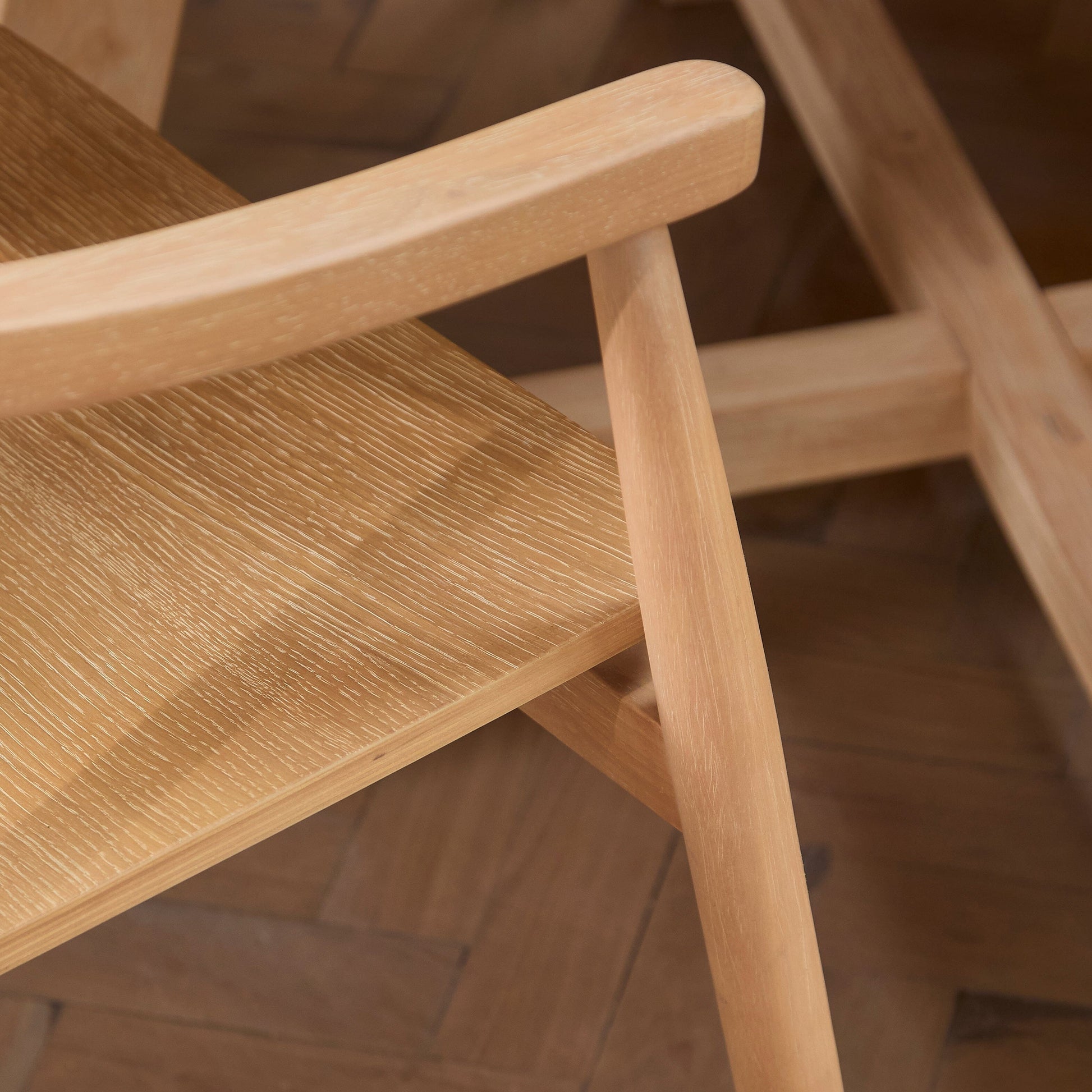Charlotte Whitewash Round Dining Table Set - 4 Seater - Carter Dining Armchairs - Whitewash Oak Legs - Laura James