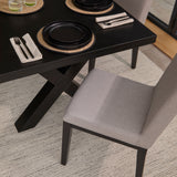Charlotte Black Oak Extending Dining Table Set - 6 Seater - Nolan Fawn Linen Dining Chairs - Black Oak Legs
- Laura James