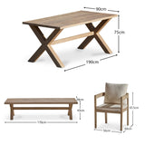 Shiro 6 Seater Wooden Garden Dining Set with 4 Imani Chairs & Charlotte Bench - Whitewash - Laura James 