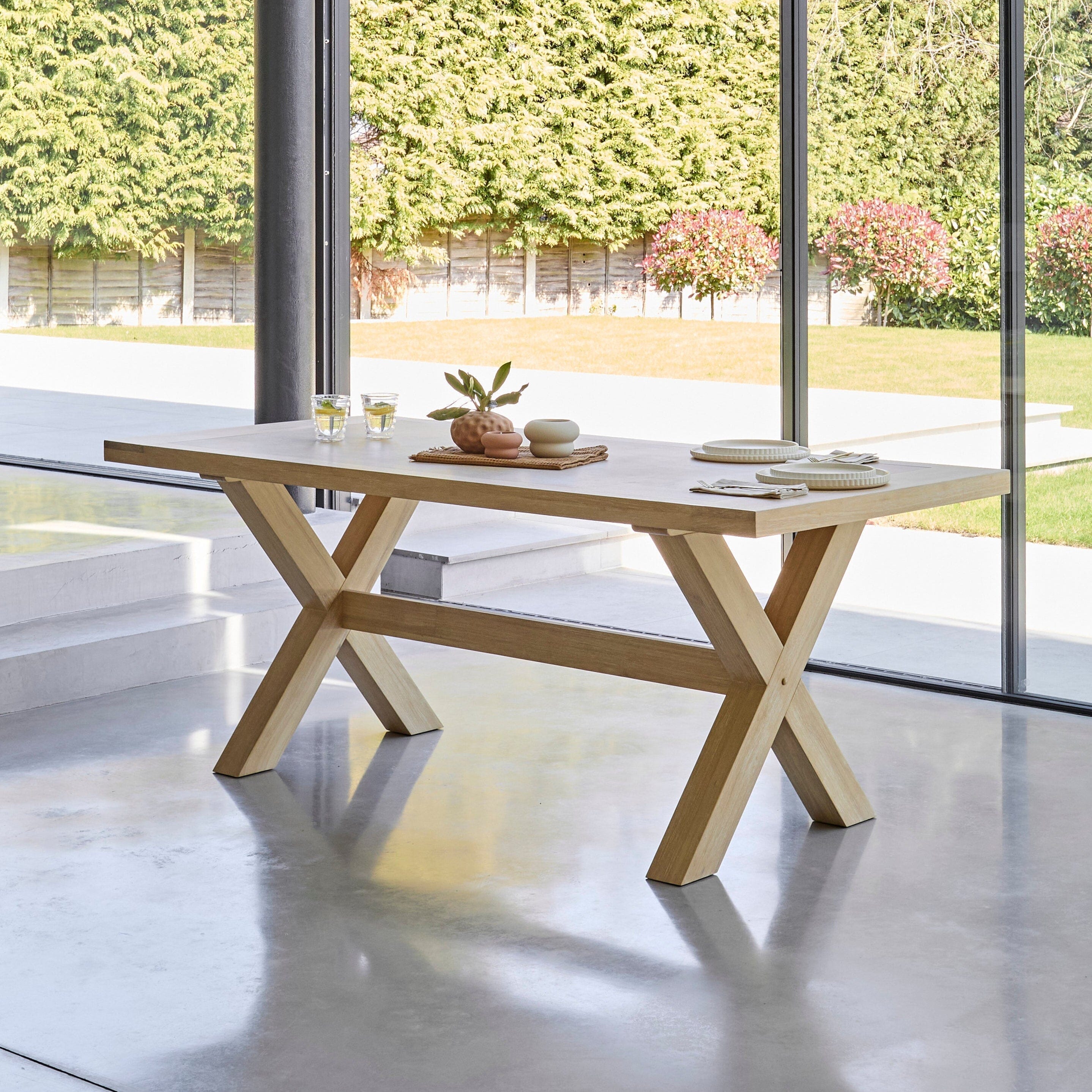 Charlotte Whitewash Extending Dining Table Set - 6 Seater - Freya