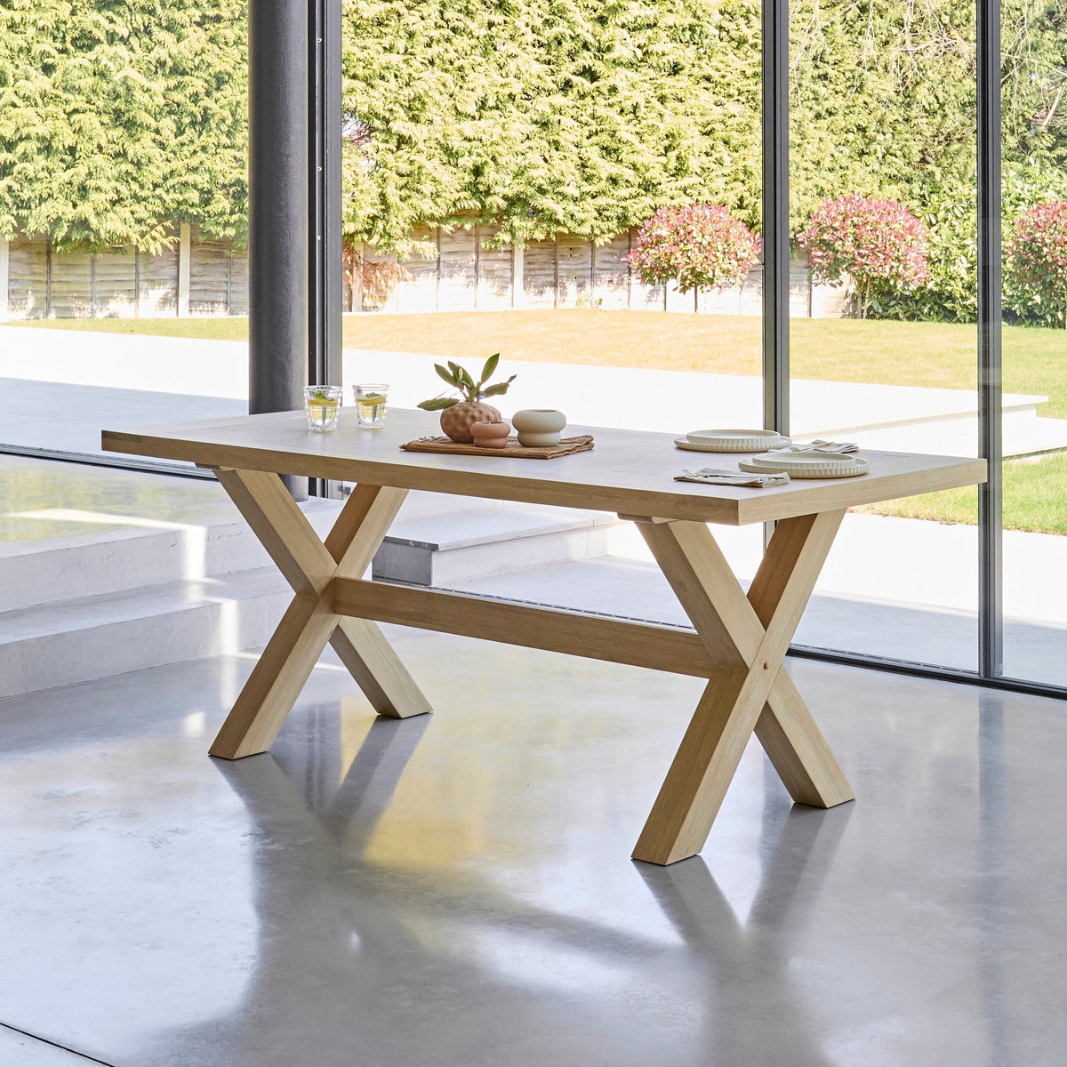 Charlotte Whitewash Dining Table Set - 6 Seater - Freya Sand Dining Ch ...