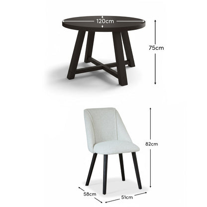 Freya Oat Boucle Dining Chair - Set of 2 - Black Oak Legs - LAURA James