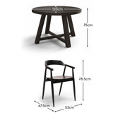 Charlotte Black Oak Round Dining Table Set - 4 Seater - Carter Black Oak Dining Armchairs - Laura James