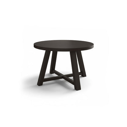Charlotte Black Oak Round Dining Table Set - 4 Seater - Freya Sand Dining Chairs - Black Oak Legs - Laura James