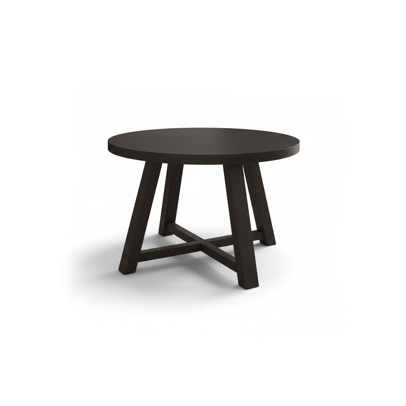 Charlotte Black Oak Round Dining Table Set - 4 Seater - Ella Black Oak Carver Chairs - Fawn Linen - Laura James 